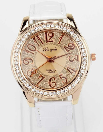 New Fashion Trendy Women Rose Gold Bling Dial Crystal Black White Pink Brown Quartz Wrist Watches - The Jewellery Supermarket